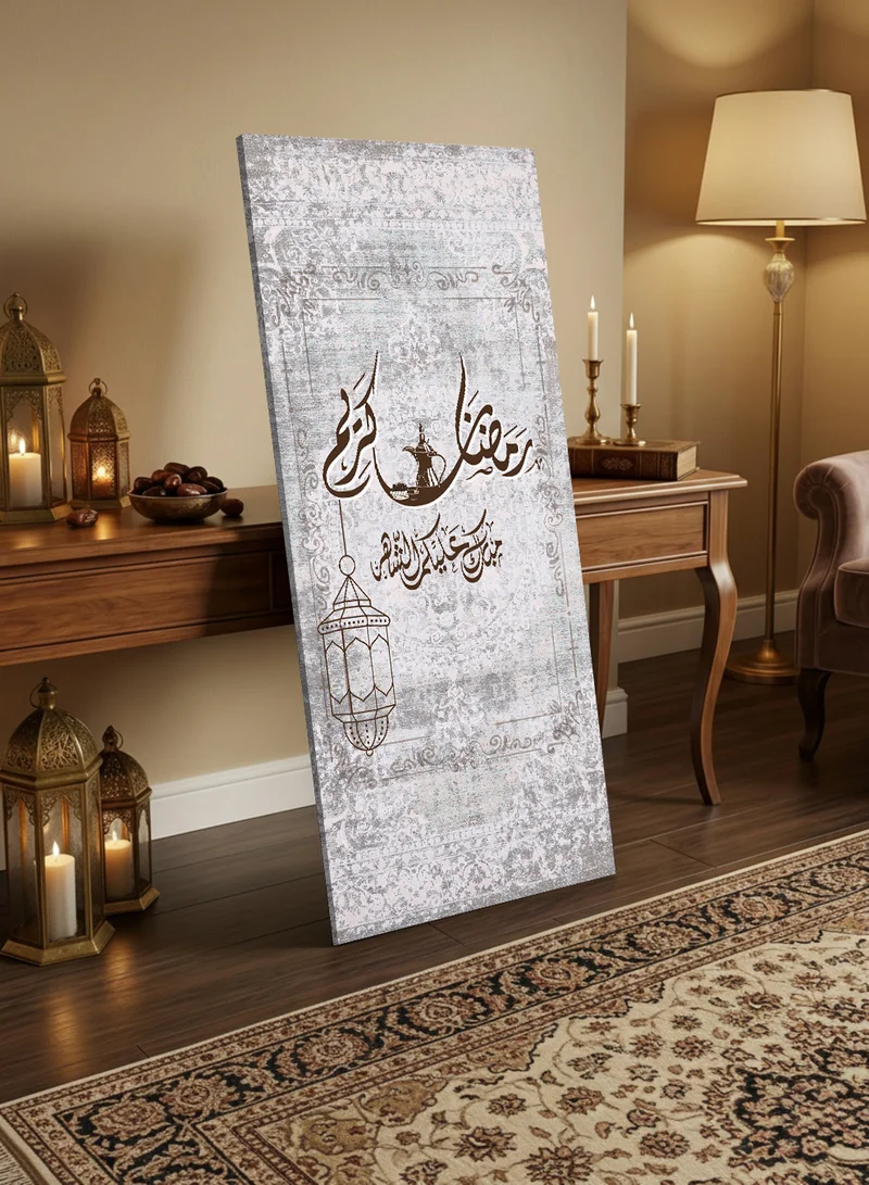 لوحة لوحة كانفاس على إطار خشبي مع حامل خلفي بتصميم رمضان كريم